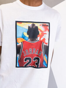 RESELL T-shirt in cotone con stampa JORDAN SCHIENA 72 bianco (3)