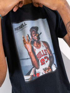 RESELL T-shirt in cotone con stampa JORDAN SIGARO 77 nero (1)