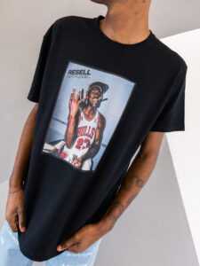 RESELL T-shirt in cotone con stampa JORDAN SIGARO 77 nero (2)