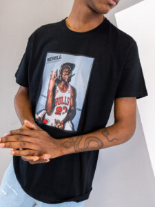 RESELL T-shirt in cotone con stampa JORDAN SIGARO 77 nero (3)