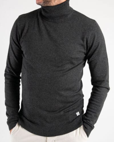 BL11 Dolcevita tinta unita morbido in viscosa grigio scuro