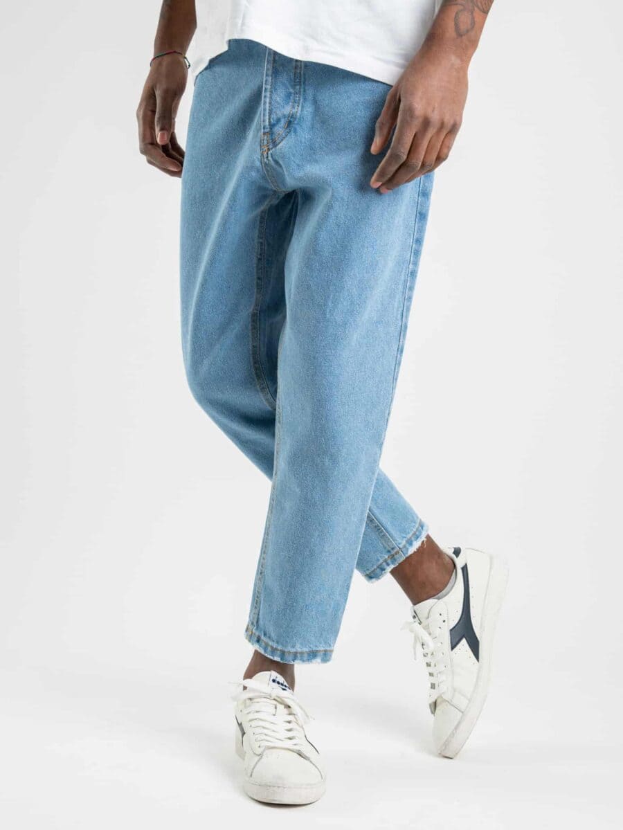 Jeans gamba ampia senza rotture CR2248 azzurro