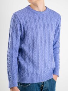 MOD Maglione girocollo a trecce piccole GR2189 lilla (1)