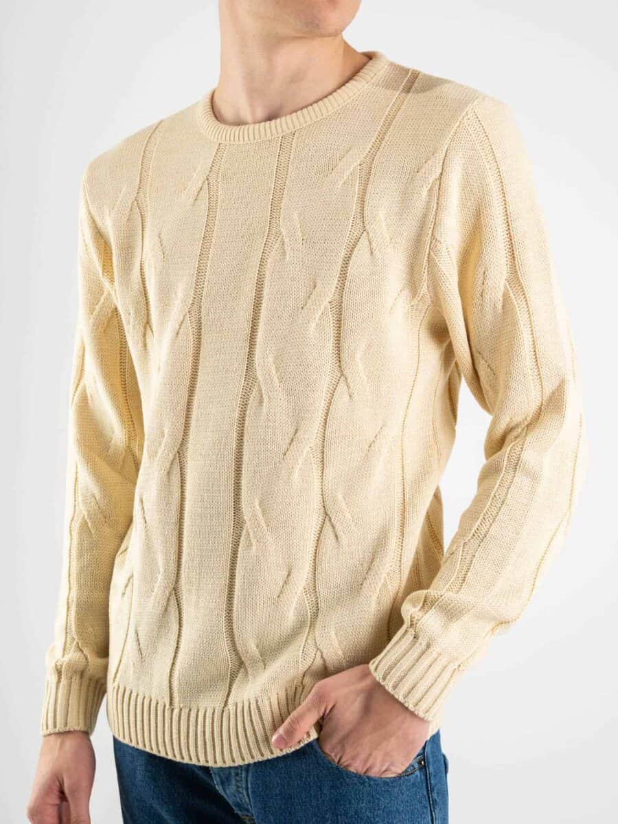 MOD Maglione girocollo intrecciato MGFM0/002 beige