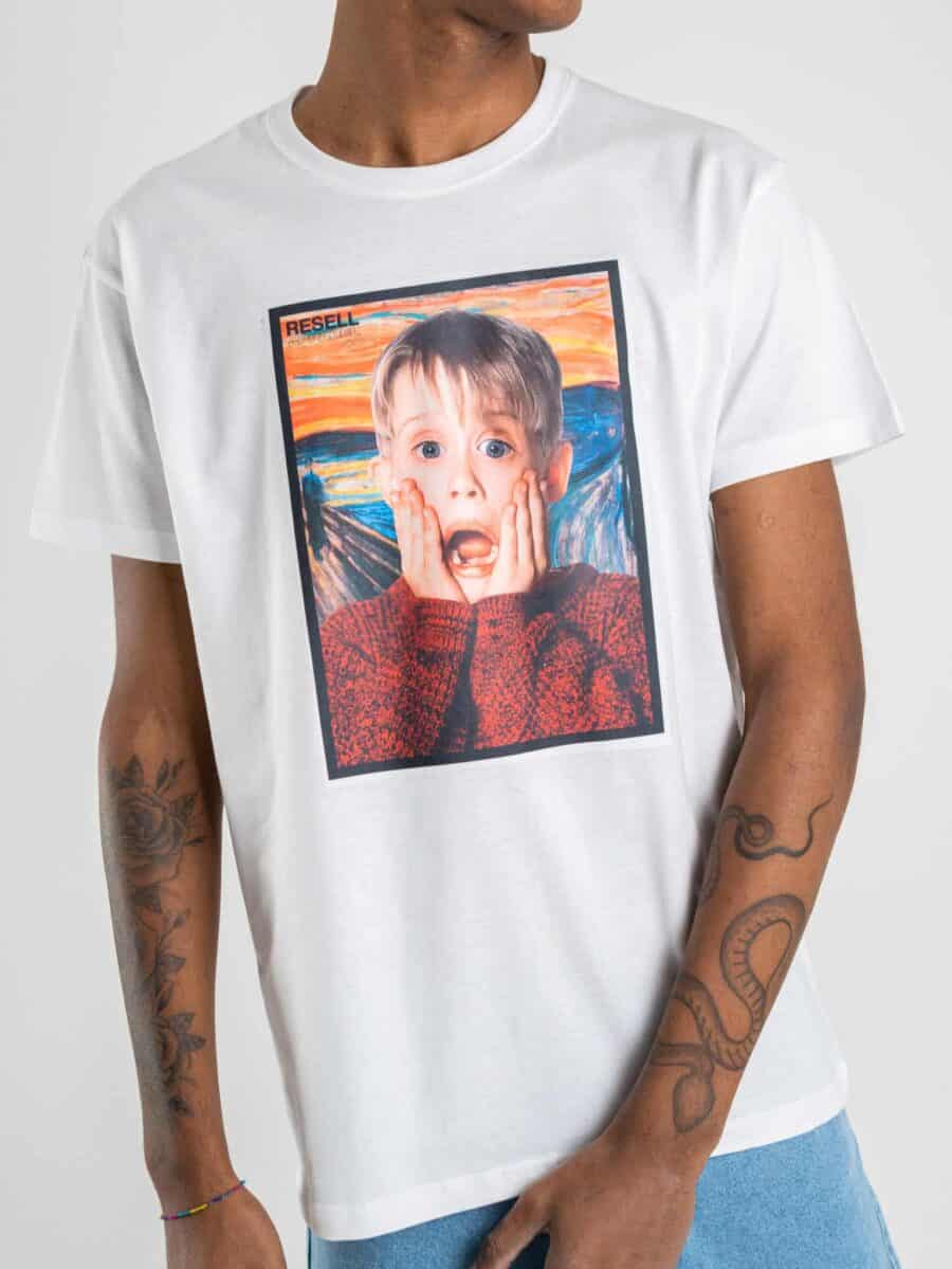 RESELL T-shirt in cotone con stampa MAMMA HO PERSO L'AEREO 64 bianco