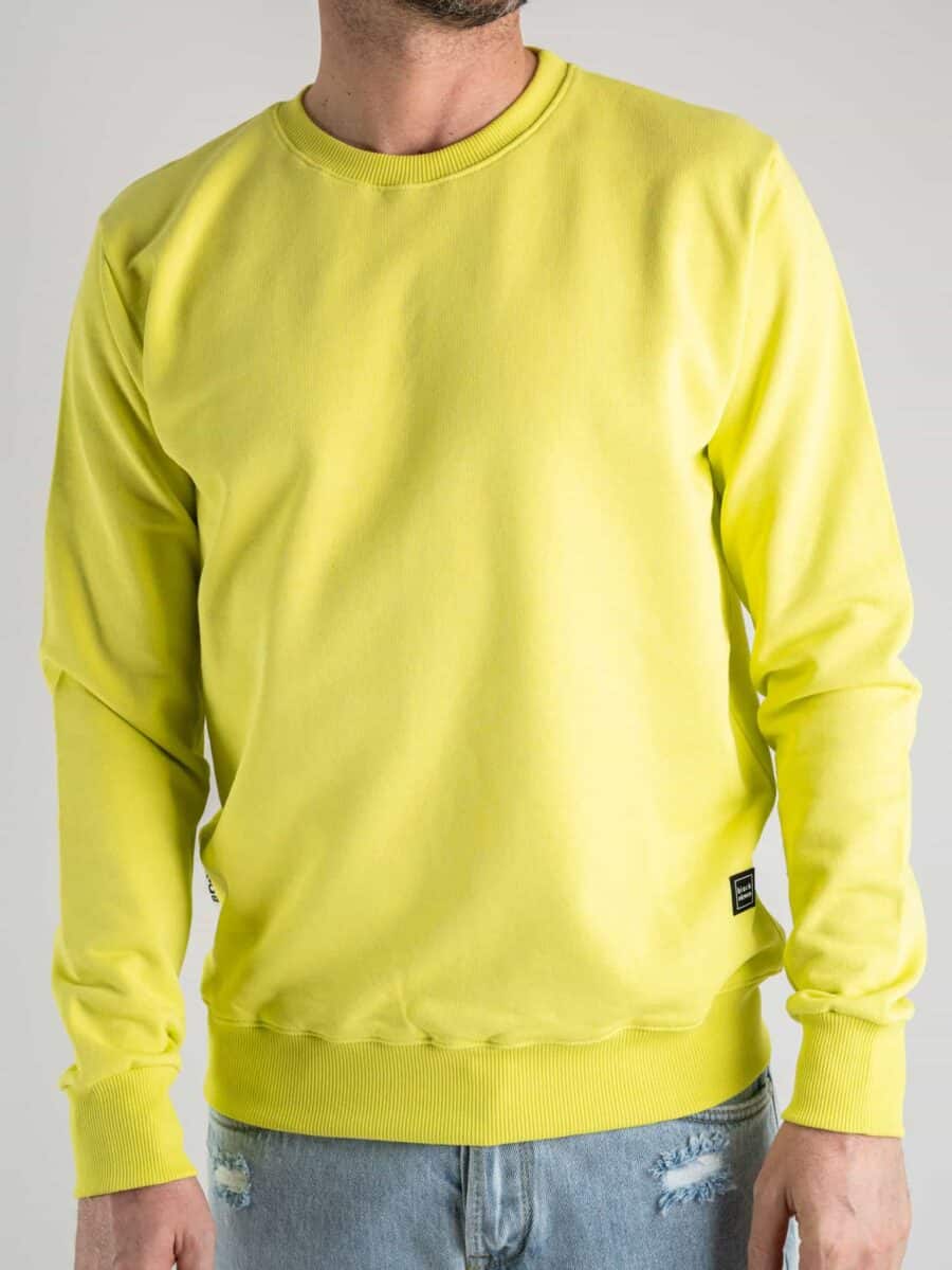 BL11 Felpa girocollo garzata con etichetta logo GIROBASIC lime