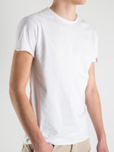 BL11 T-shirt in cotone con dettagli sulla manica sinistra BASIC Blu (11)