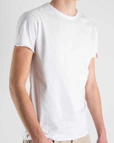 BL11 T shirt in cotone con dettagli sulla manica sinistra BASIC Blu 11 BL.11 BL11 T-shirt in cotone con dettagli sulla manica sinistra BASIC Bianco