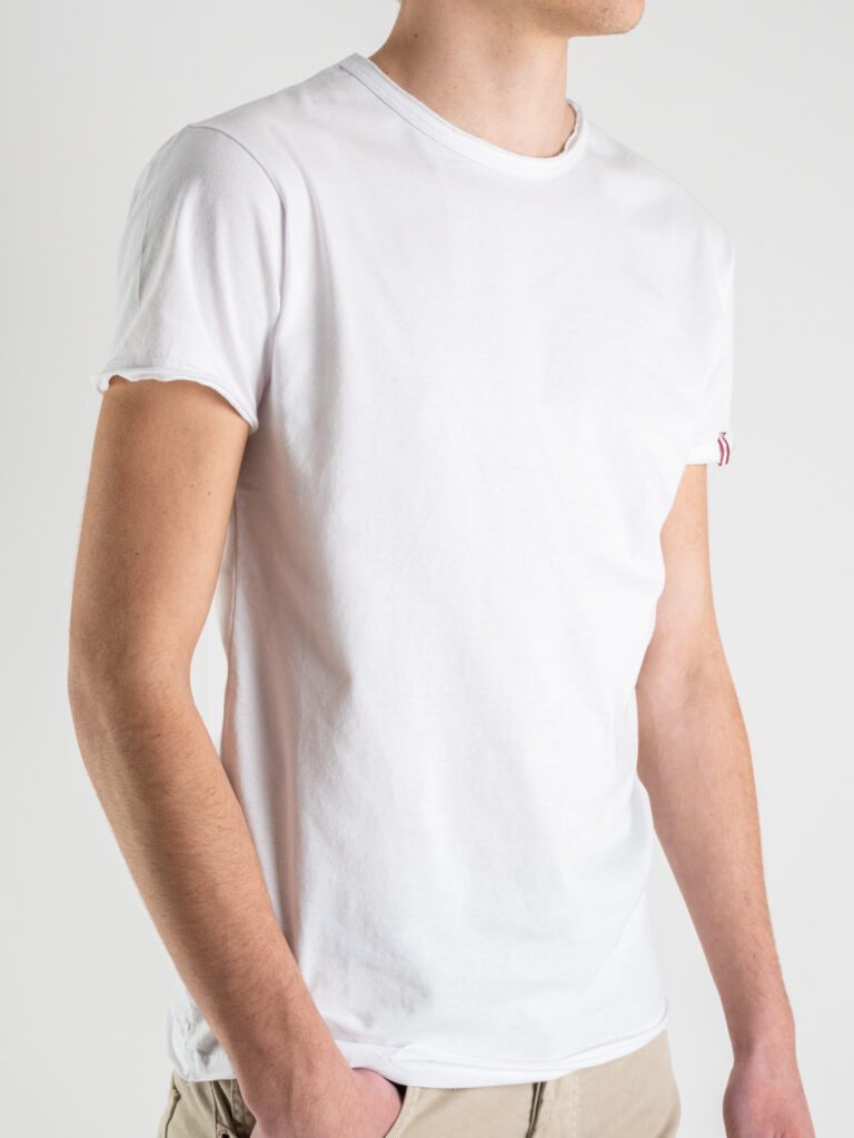 BL11 T shirt in cotone con dettagli sulla manica sinistra BASIC Blu 11 BL.11 BL11 T-shirt in cotone con dettagli sulla manica sinistra BASIC Bianco