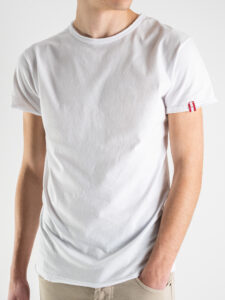 BL11 T-shirt in cotone con dettagli sulla manica sinistra BASIC Blu (12)