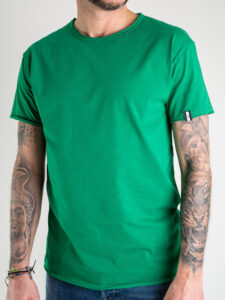 BL11 T-shirt in cotone con dettagli sulla manica sinistra BASIC Verde (2)