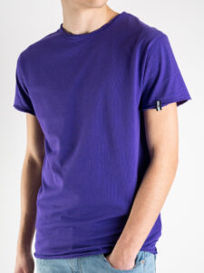 BL11 T-shirt in cotone con dettagli sulla manica sinistra BASIC Viola (3)