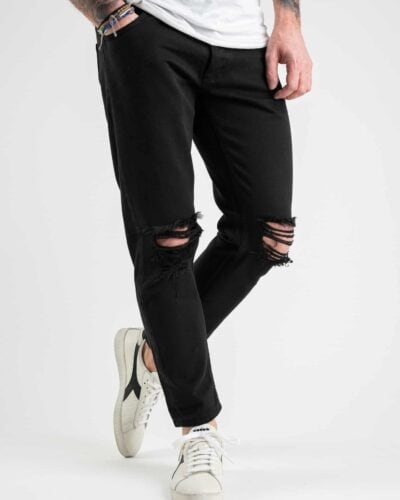 ESTASI Jeans con rotture alle ginocchia KLOPP nero 1 Nuovi Arrivi
