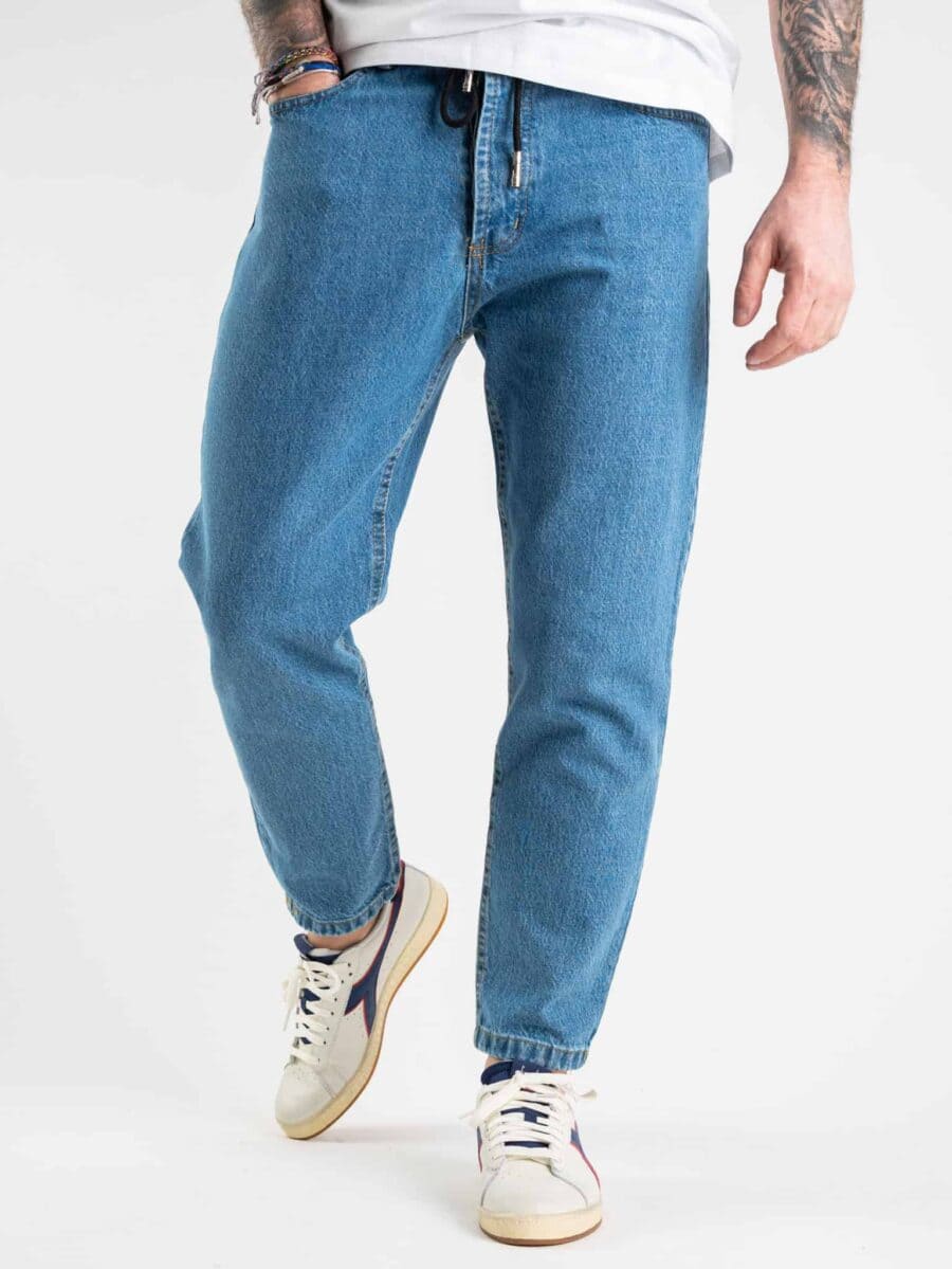 Jeans gamba ampia senza rotture CR2192 azzurro