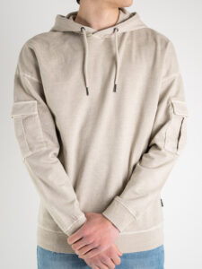 ONLY&SONS Felpa garzata con cappuccio e tasca sulla manica KOLTON 22021745 Silver lining (1)