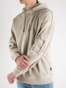 ONLY&SONS Felpa garzata con cappuccio e tasca sulla manica KOLTON 22021745 Silver lining (2)