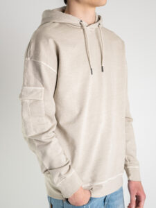 ONLY&SONS Felpa garzata con cappuccio e tasca sulla manica KOLTON 22021745 Silver lining (3)