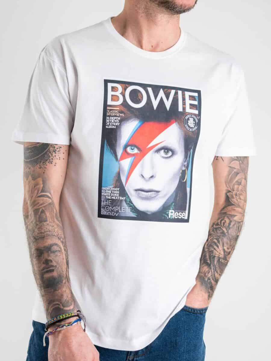RESELL T-shirt in cotone con stampa DAVID BOWIE 86 bianco