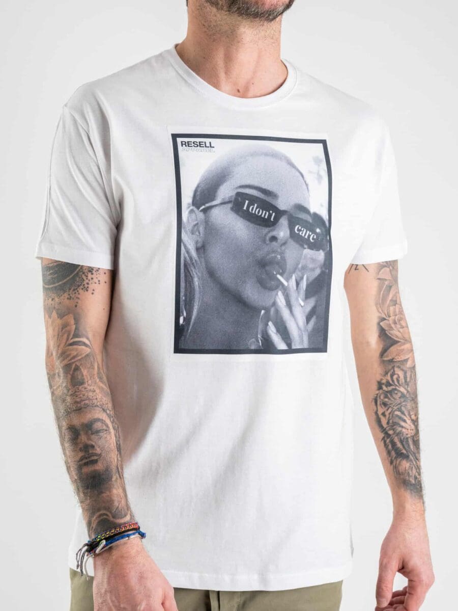 RESELL T-shirt in cotone con stampa KENDALL JENNER 132 bianco