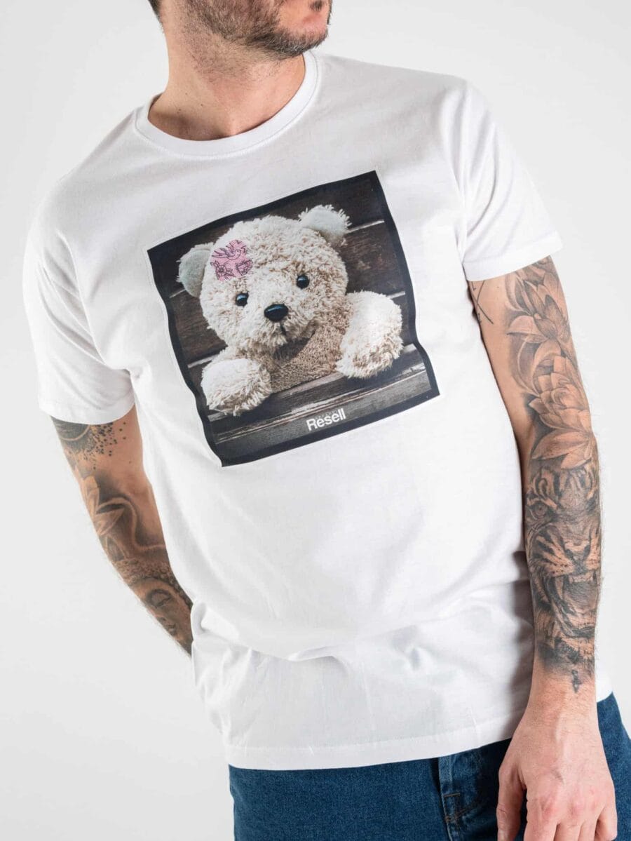 RESELL T-shirt in cotone con stampa ORSACCHIOTTO 197 bianco