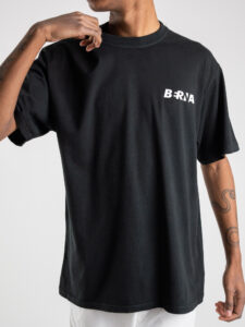 BERNA T-shirt over con stampa logo frontale 220068 Nero (2)