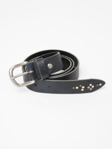 BL11 Cintura nera in vera pelle con blocchi di borchie cabochon (1)
