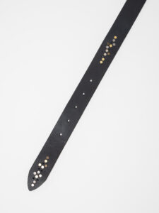 BL11 Cintura nera in vera pelle con blocchi di borchie cabochon (2)