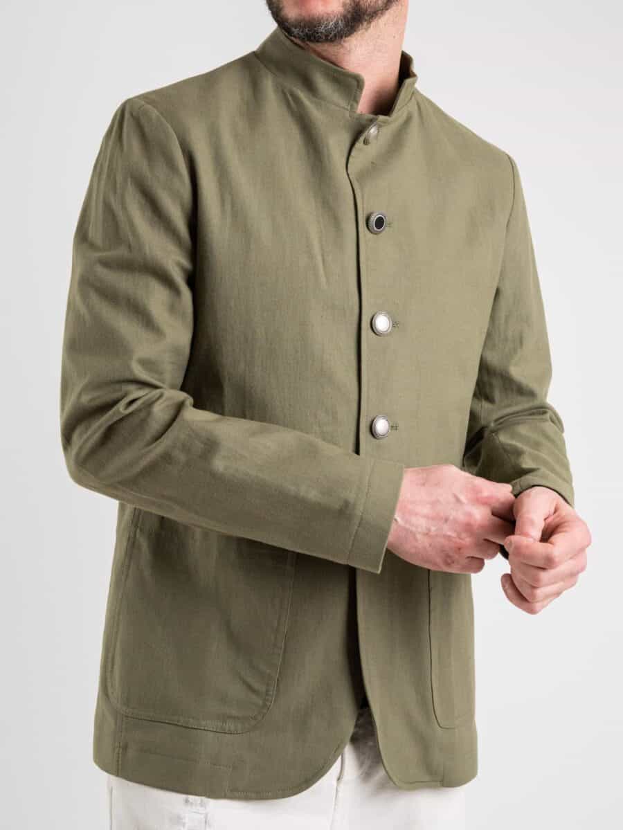 IMPERIAL Giacca leggero misto lino con collo coreana e particolarità nei bottoni  JZ2LDEA Verde