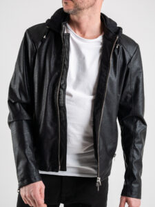 IMPERIAL Giubbino in ecopelle con cappuccio in felpa U3025496 Nero (1)