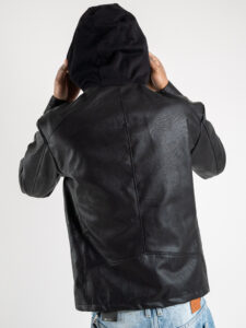 IMPERIAL Giubbino in ecopelle con cappuccio in felpa U3025496 Nero (3)