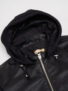 IMPERIAL Giubbino in ecopelle con cappuccio in felpa U3025496 Nero (5)