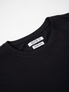 OVER-D T-shirt morbida tinta unita in cotone OM115TST02 Nero (3)