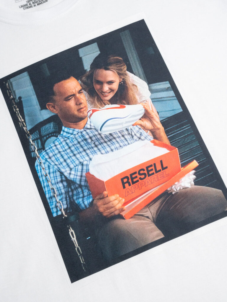 RESELL T shirt in cotone con stampa FORREST GUMP 254 bianco 1 RESELL APPAREL RESELL T-shirt in cotone con stampa FORREST GUMP 254 bianco