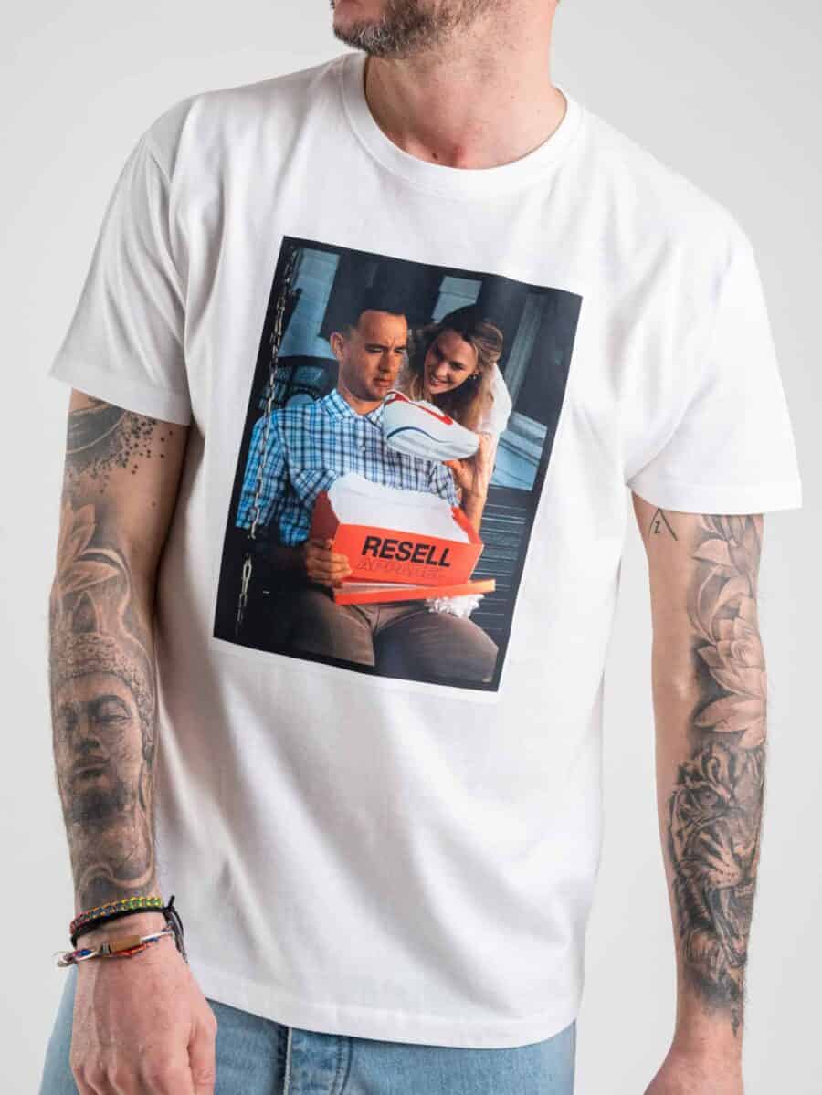 RESELL T-shirt in cotone con stampa FORREST GUMP 254 bianco