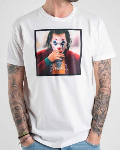 RESELL T shirt in cotone con stampa JOKER 281 Bianco 3 Nuovi Arrivi