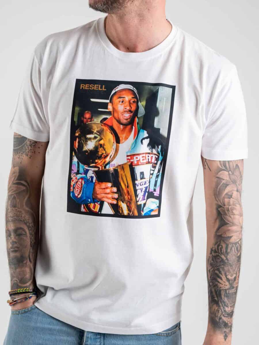 RESELL T-shirt in cotone con stampa KOBE BRYANT 251 bianco