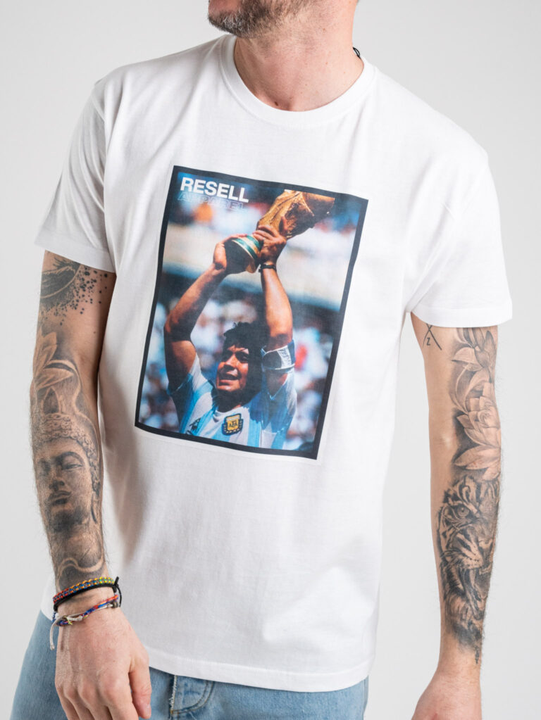 RESELL T shirt in cotone con stampa MARADONA 284 Bianco 3 RESELL APPAREL RESELL T-shirt in cotone con stampa MARADONA 284 Bianco