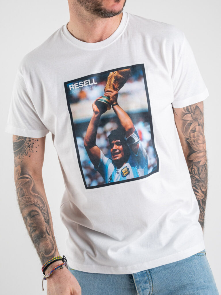 RESELL T shirt in cotone con stampa MARADONA 284 Bianco 5 RESELL APPAREL RESELL T-shirt in cotone con stampa MARADONA 284 Bianco