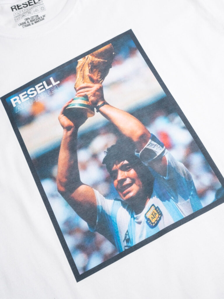 RESELL T shirt in cotone con stampa MARADONA 284 Bianco 7 RESELL APPAREL RESELL T-shirt in cotone con stampa MARADONA 284 Bianco