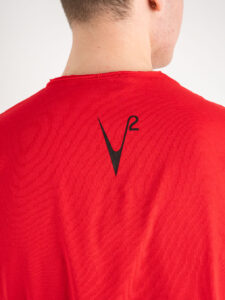 V2 T-shirt in cotone con taschino stampa SMILE rossa (9)