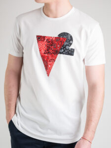 V2 T-shirt in cotone con taschino stampa V2 BANDANA bianca (2)