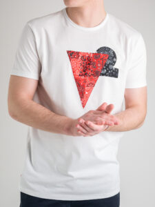 V2 T-shirt in cotone con taschino stampa V2 BANDANA bianca (3)