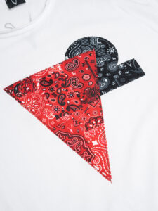 V2 T-shirt in cotone con taschino stampa V2 BANDANA bianca (7)