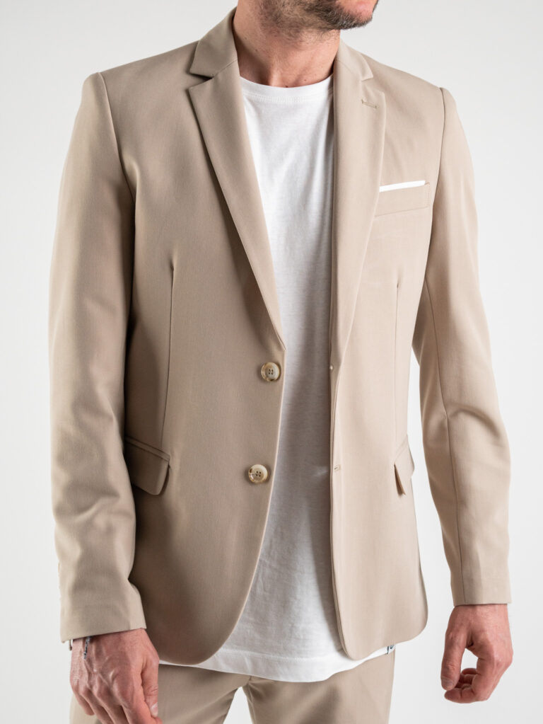 ALEANDRO LA CORTE Giacca leggera da abito slim fit MILK Beige 1 ALEANDRO LA CORTE ALEANDRO LA CORTE Giacca leggera slim fit MILK Beige