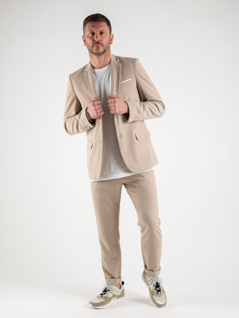 ALEANDRO LA CORTE Giacca leggera da abito slim fit MILK Beige 9 ALEANDRO LA CORTE ALEANDRO LA CORTE Giacca leggera slim fit MILK Beige