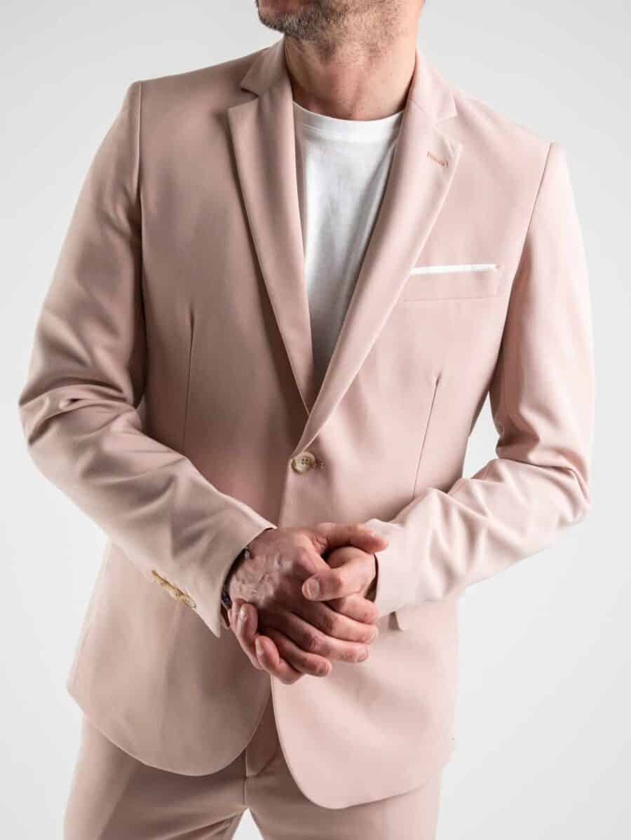 ALEANDRO LA CORTE Abito intero, Giacca leggera slim fit + Pantalone sartoriale leggero slim fit MILK Rosa