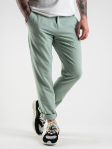 ALEANDRO LA CORTE Pantalone leggero da abito slim fit MILK Acquamarina (1)