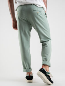 ALEANDRO LA CORTE Pantalone leggero da abito slim fit MILK Acquamarina (3)