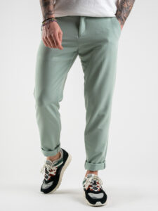 ALEANDRO LA CORTE Pantalone leggero da abito slim fit MILK Acquamarina (6)