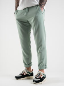 ALEANDRO LA CORTE Pantalone leggero da abito slim fit MILK Acquamarina (7)